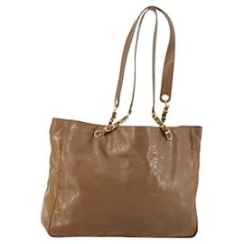 Borsa Tote CHANEL Smalto Marrone Oro CC Auth bs29208