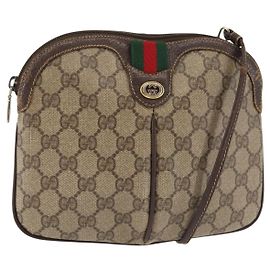 Gucci Borsa GG Supreme Web Sherry Line in PVC beige e oro 904 02 047 Auth 142653