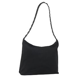 Borsa a Spalla Vala Chain in Tela Nera Salvatore Ferragamo Auth bs29117