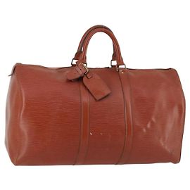 LOUIS VUITTON Epi Keepall 50 Borsa Boston Marrone M42968 LV Auth bs29308