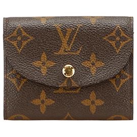 Billetera plegable Monogram Louis Vuitton en cuero marrón