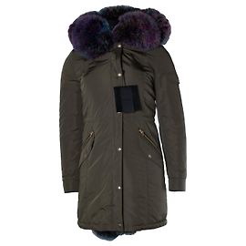 Philipp Plein, parka in pelliccia verde con fodera removibile