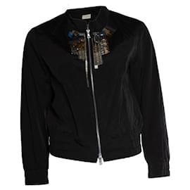 Giacca bomber nera decorata Dries van Noten