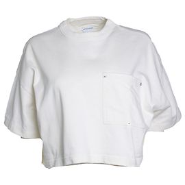 Bottega Veneta, off-white Baumwollstrickpullover mit Rundhalsausschnitt