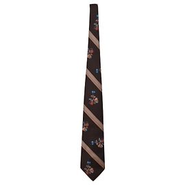 Christian Dior Monsieur Tie Brown Floral Stripes