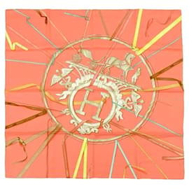 Foulard in seta Hermès Catch Your Dreams 90 arancione corallo