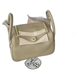 Hermès Mini Lindy II Verso in Pelle Swift Beige Marfa