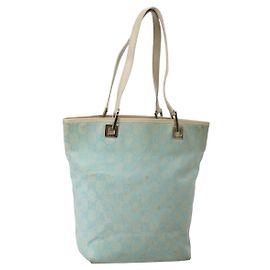Borsa Tote GG Canvas Gucci Azzurro Chiaro Oro 002 1099 Auth 130091