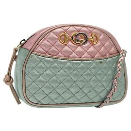 Borsa a Spalla GUCCI Zumi in Pelle Multicolore Oro Auth 142011