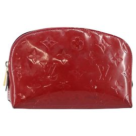 LOUIS VUITTON Pochette Cosmetica Vernis PM Rouge Grunadine M91746 LV Auth 142757