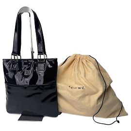 Borsa Loewe Madrid in pelle verniciata vintage nera