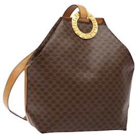 Céline Borsa a Spalla in Tela Macadam CELINE in Pelle PVC Marrone Oro Auth 141402
