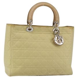 Bolso Canage de nylon beige plateado Christian Dior Auth bs29100