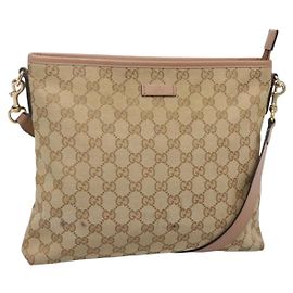 Borsa a Spalla GG Canvas Gucci Beige Oro 388924 Auth 141915