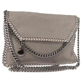 Autre Marque Borsa a spalla Stella McCartney Chain Fabera in suede grigio argento autentica BA6018
