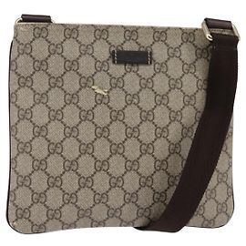 Gucci Borsa a Spalla GG Supreme PVC Beige Oro 201538 Auth BA5706