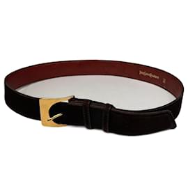 Cinturón de cuero de ante vintage Yves Saint Laurent marrón