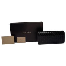 Cartera de cuero Intrecciato Bottega Veneta vintage / Porta-ID marrón