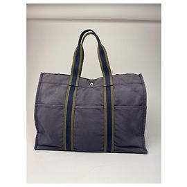 Borsa tote in cotone vintage Hermès blu navy