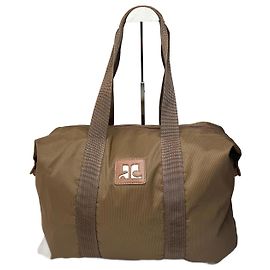 Borsa da viaggio vintage Courreges Paris in poliestere marrone khaki