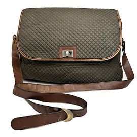 Borsa Puffer 2Way in tela e pelle Bottega Veneta vintage marrone khaki
