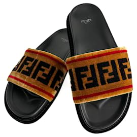 Sandálias Velvet FF monograma Sapatos 39 Bicolor - Fendi