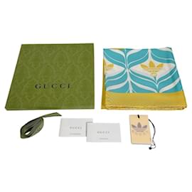 Foulard in seta Gucci blu e giallo