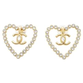 Orecchini Chanel Coco Mark a cuore in strass dorati
