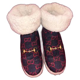 Botas Gucci GG Shearling Horsebit azul marino