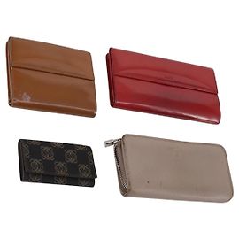 Portafoglio LOEWE Pelle 4Set Beige Rosso Nero Auth bs29011