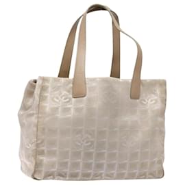 CHANEL Nuova linea da viaggio Borsa a mano in nylon beige argento CC Auth 141510