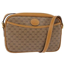 Gucci Bolso de Hombro Micro GG Supreme PVC Beige Oro 007 56 0095 Auth BA5899