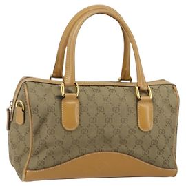 Borsa Boston GG Canvas Gucci Beige Oro Auth bs29152