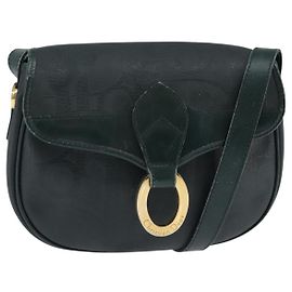 Borsa a Spalla in Tela Trotter Christian Dior Verde Oro Auth BA5713