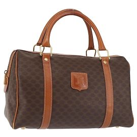 Céline Borsa Boston in tela Macadam CELINE PVC marrone oro Auth SW1520