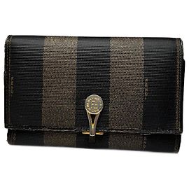 Portafoglio vintage Fendi a righe nero e marrone