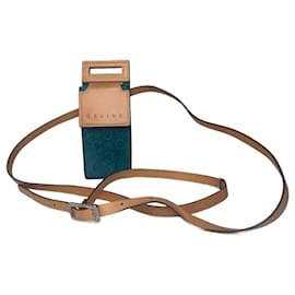 Céline Sac bandoulière en velours de cuir vintage Celine bleu marron