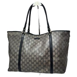 Borsa tote in pelle monogramma Gucci vintage nera e grigia