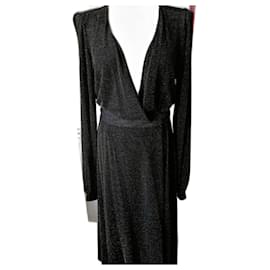 Vestido negro Lk Bennett con hilo metálico plateado