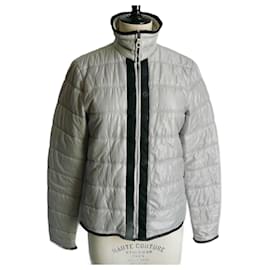 Chanel Uniform White Zipped Jacket Black Cotton Elastane ref