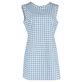 Autre Marque Vestido Mini Gingham Emmy en Algodón Azul de Emilia Wickstead