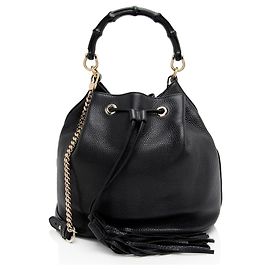 Borsa a secchiello Miss Bamboo in pelle Gucci