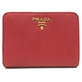 Prada 1ML018 Rotes Saffiano-Leder Bifold-Portemonnaie