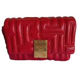 Borsa Balmain 1945 in pelle trapuntata rossa