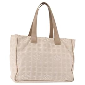 CHANEL Nuova Borsa Tote da Viaggio Nylon Beige Oro CC Auth BA5630