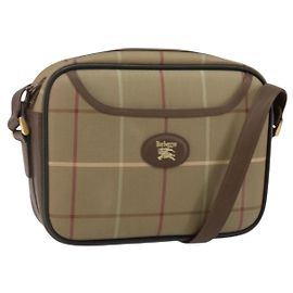 Autre Marque Borsa a Spalla Burberrys Nova Check in Tela Beige Oro Auth bs29445