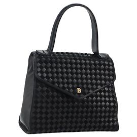BALLY Borsa a mano in pelle nera e oro Auth BA5593