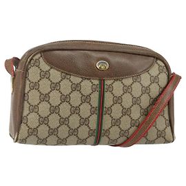 Borsa Gucci GG Supreme Web Sherry Line PVC Beige Oro 001 261 1086 Auth BA6005