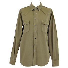 Langarmiges Hemd aus militärgrünem Denim von Saint Laurent