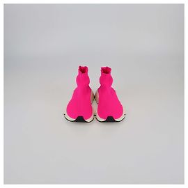 Sneaker Speed Trainer BB in tessuto a maglia rosa neon di Balenciaga